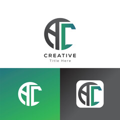 AC modern initial letters logo template inspirations-illustration. AC modern initial circle logo. AC circle logo Vector design
