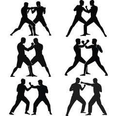 Martial Arts & Boxing Silhouette Vector Set