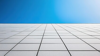 Perspective View Of White Tiles With Blue Sky