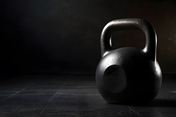 Fototapeta premium Dark Moody Kettlebell on Gym Floor