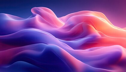 Obraz premium Abstract flowing purple, pink, and orange waves background image. Ideal for backdrops, website headers, presentations and graphic designs.