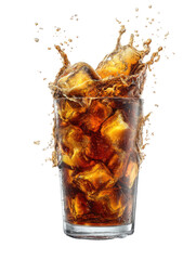Glass of Cola with Splash on Transparent Background

