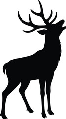 Silhouette of Deer Howling Toward Sky on Plain Background