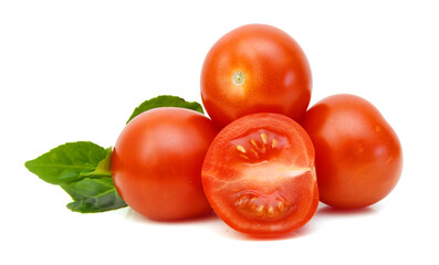 Ripe tomatoes isolated on white background