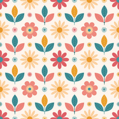 Flowers pattern. Vector illustration in vintage style. For packaging, fabric, background