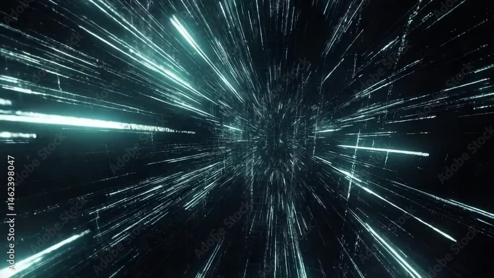 Poster abstract light speed animation with futuristic digital technology data transfer