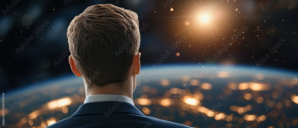 Poster focused businessman carefully examining charts and graphs showing data and insights on co2 emissions