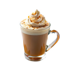 Delicious Pumpkin Spice Latte with Whipped Cream isolated on transparent background