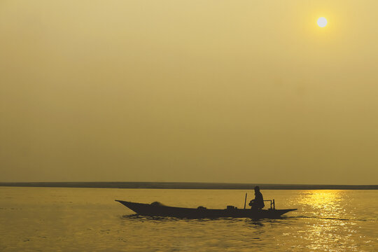 fishing boat at sunset