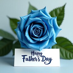 Happy Father's Day Greeting with Red Rose – High-Quality Card Design