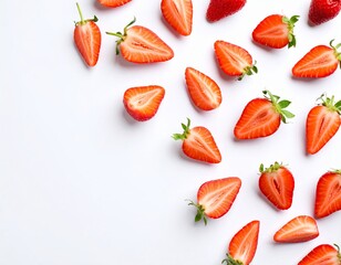 Fresh red strawberries over white background