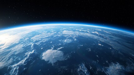 Fototapeta premium Stunning View of Earth From Space Showing Vast Oceans and Illuminated Clouds
