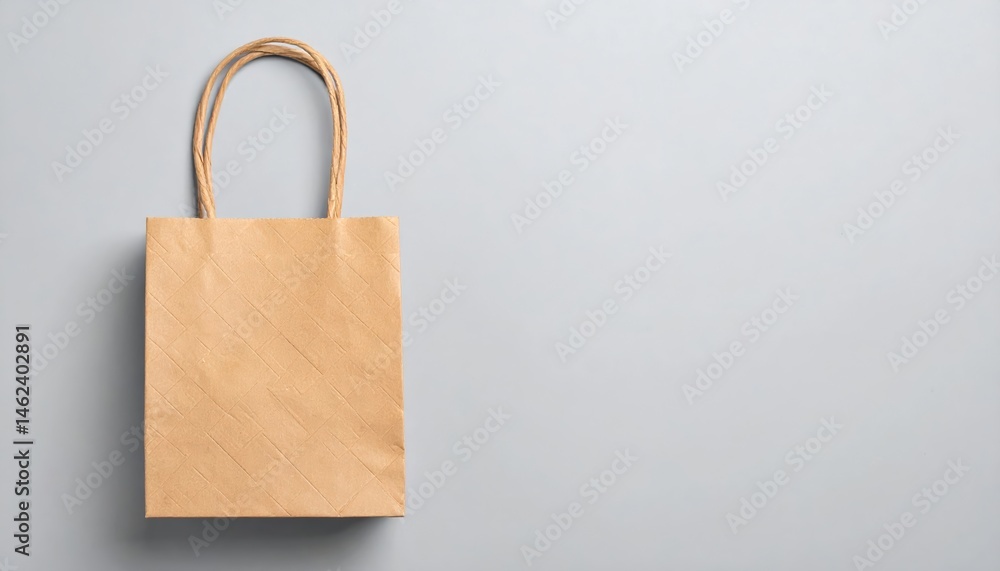 Poster a crumpled brown paper bag rests on a textured grey background, showcasing its rustic charm and subt