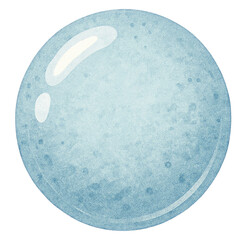 Glossy light blue water bubble with soft texture transparent marine illustration