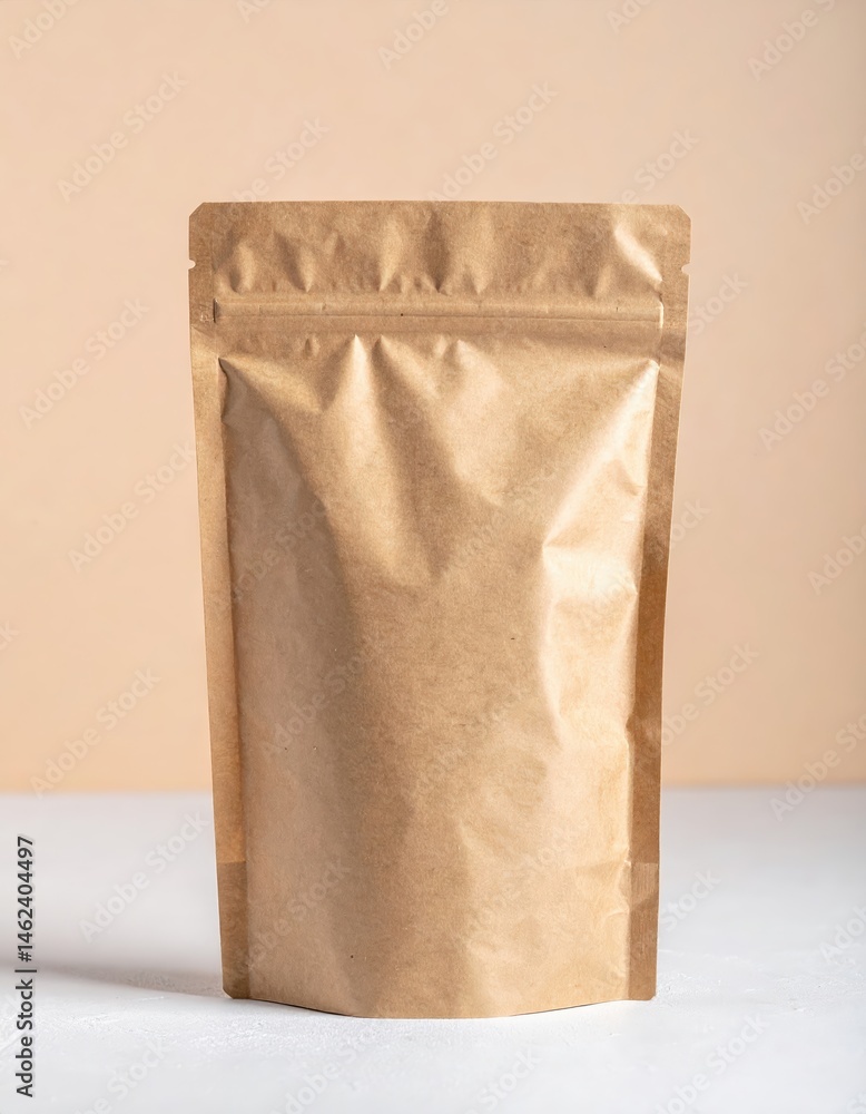 Poster a crumpled brown paper bag resting on a flat surface, showcasing its textured surface and the slight