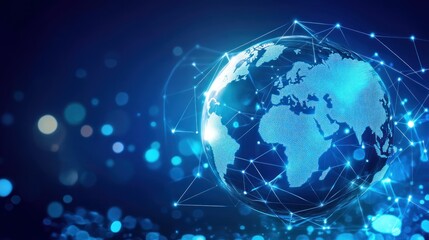 Global network technology digital world map