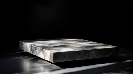 Modern, minimalist, dark gray stone platform