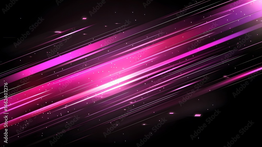 Poster abstract digital design with diagonal pink lines.