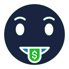 Greed emoji icon blue style