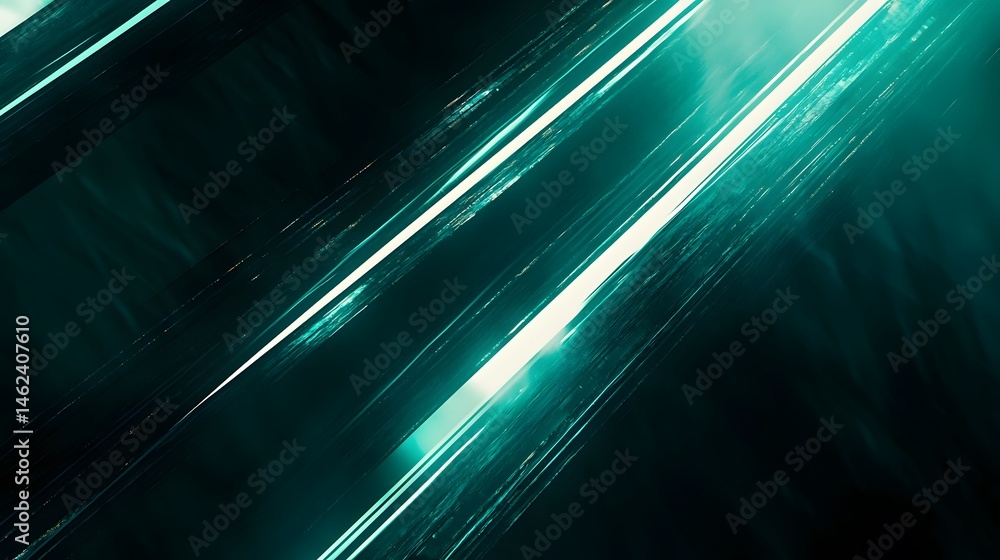 Poster abstract diagonal lines of teal and light.