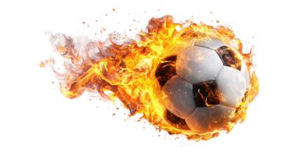 Soccer Ball with Fire Transparent Background

