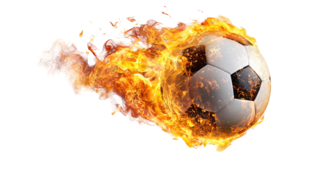Soccer Ball with Fire Transparent Background

