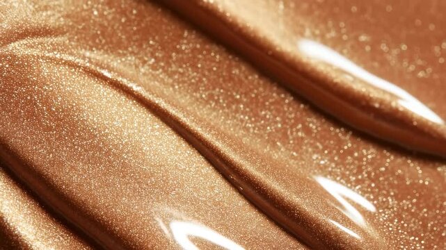 Golden metallic liquid texture with shimmering glitter and shiny bronze shimmer effect