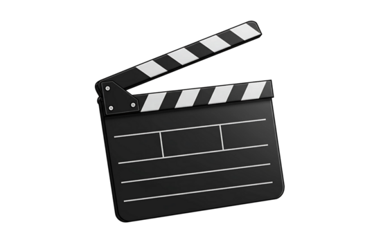 movie clapper board isolated on transparent background 