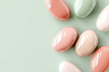 Fototapeta premium Colorful Easter Eggs on Soft Green Background for Spring Celebration