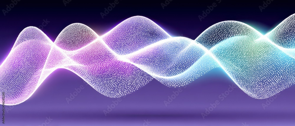 Poster abstract wave pattern with glowing lines and vibrant colors.