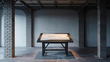 Industrial Loft Workspace with Drafting Table and Project Nova