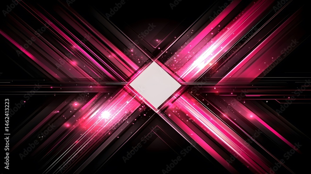 Poster abstract design with intersecting, glowing lines.