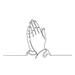 Obraz premium Hands clasped in prayer with a simple line drawing style 
