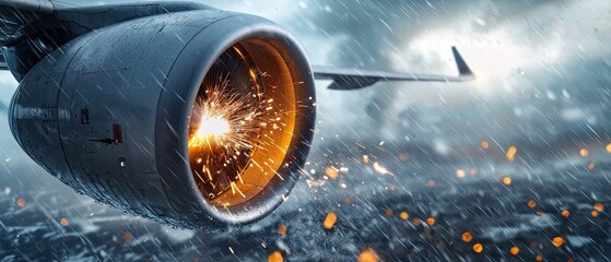 Harrowing scene of a commercial airliner being struck by a bolt of lightning during a severe thunderstorm, leading to a catastrophic midair explosion and crash.