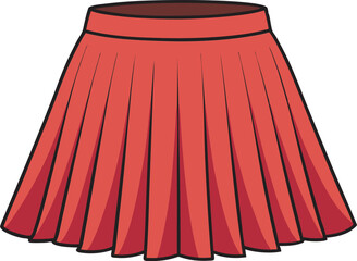 A detailed vector art illustration of a stylish pleated skirt, showcasing elegant folds, smooth lines, and a modern, fashionable design