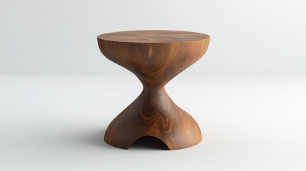 A 4K photo of simple round wooden side table.