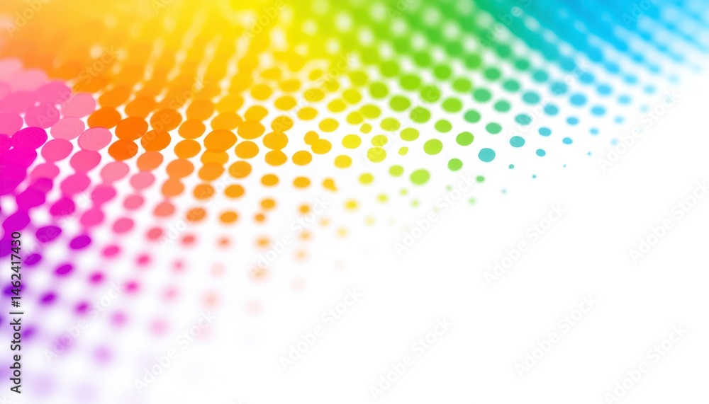 Poster colorful gradient pattern with dots on a white background.