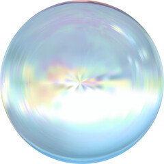Realistic glossy  rainbow ball.Abstract 3D light bubble with glare.Geometric abstract  iridescent liquid shape.