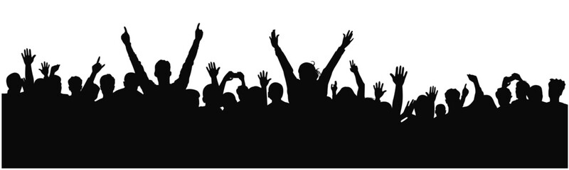 Applause crowd silhouette, cheerful people, cheering crowd at a concert 