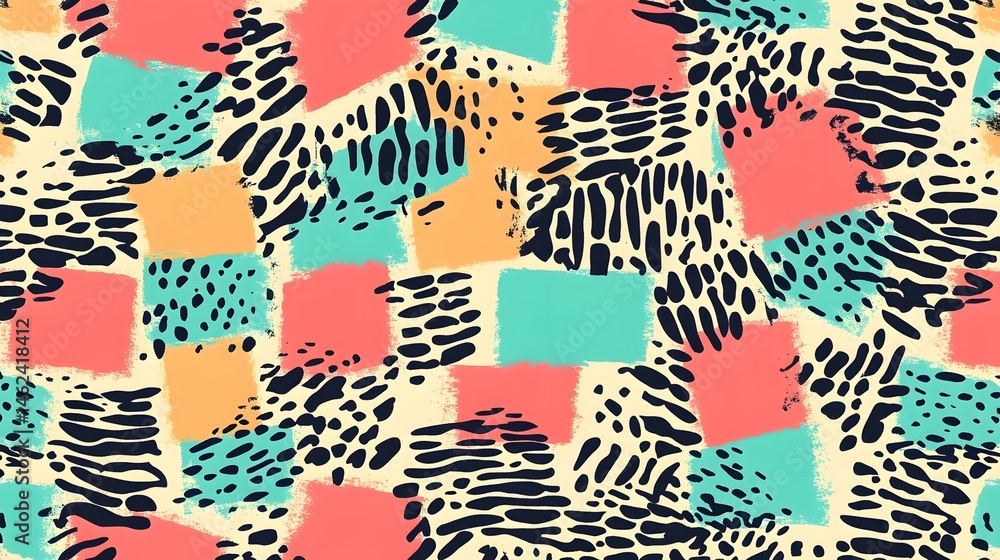 Poster colorful abstract pattern with animal print elements.