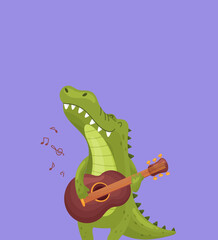 Fototapeta premium a crocodile performing on stage playing the guitar is really great playing the guitar