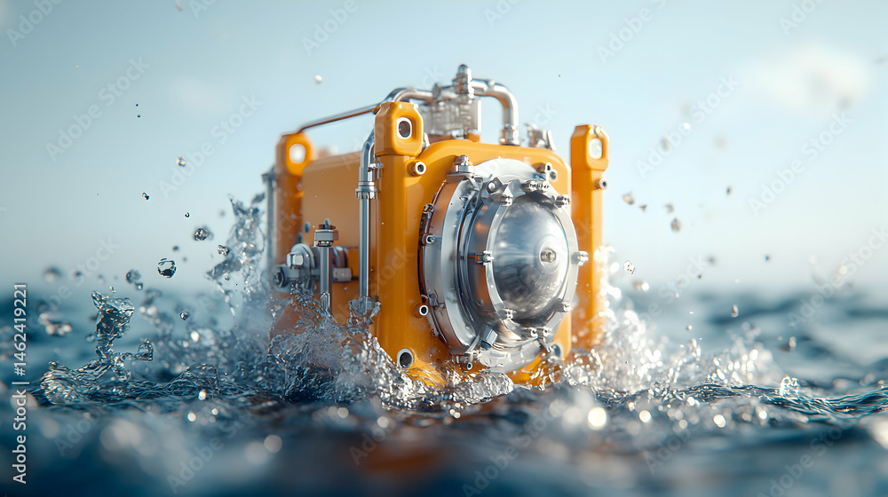 Aufkleber an underwater device is submerged in the water a cinematic render. this image could be used to illus
