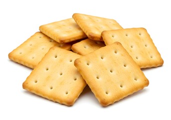 Stack of crackers against white background