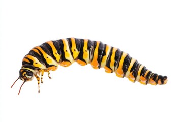 A caterpillar isolated on a white background, ultra-realistic, real photo