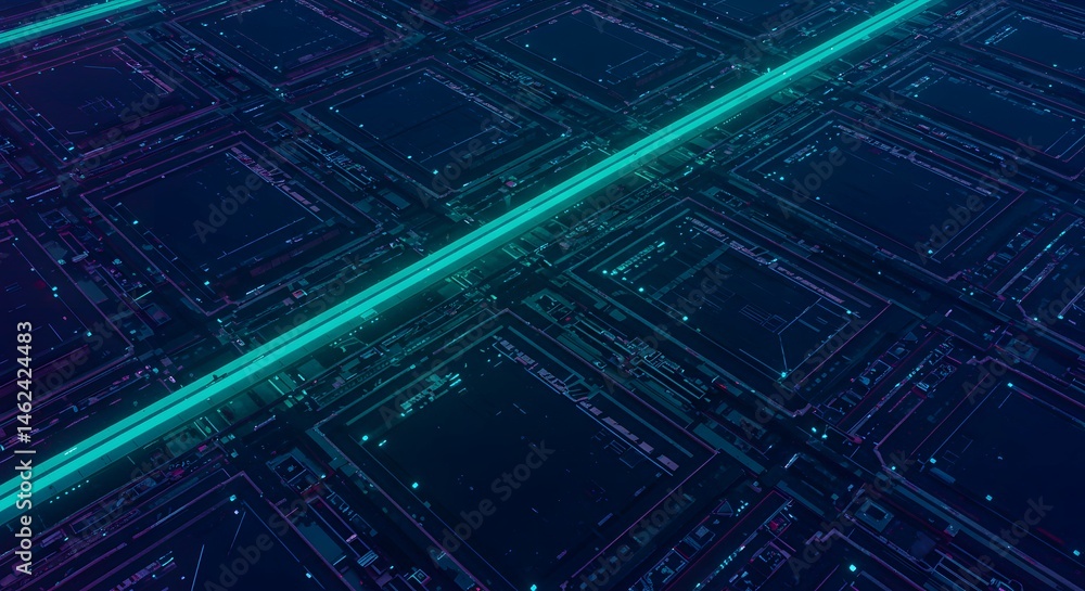 Aufkleber abstract futuristic technology background glowing lines on circuit board texture