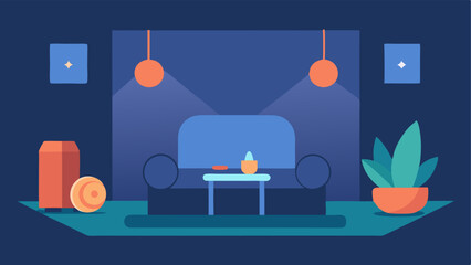 Mindfulness Corner A quiet corner in the gym with comfortable seating soft lighting and sensory tools for relaxation and mindfulness catering to mental health and wellness.