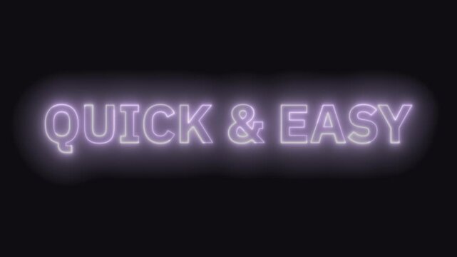 Quick & Easy Neon Text Seamless Loop 4K (Black Background) | Animated Promotional Typography for Video Editing