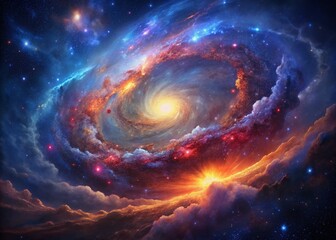 Vibrant Galaxy: Cosmic Colors & Stellar Formations in Deep Space Low Light Photography