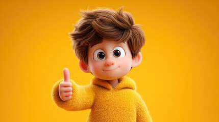 Animated character boy giving a thumbs-up gesture.
