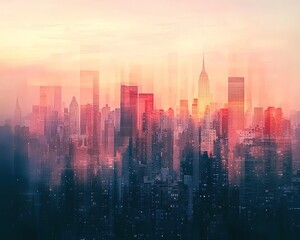 Abstract Cityscape Sunset Panorama